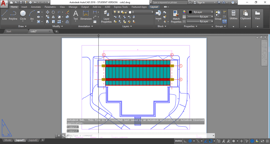 Montagem de Prancha Curso de AutoCAD JCF - MASP Projeto de Lina Bo Bardi / Fonte: Autor