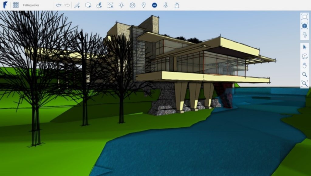 Perspectiva Formit - Projeto Cascata de Frank Lloyd / Fonte: AutoDesk