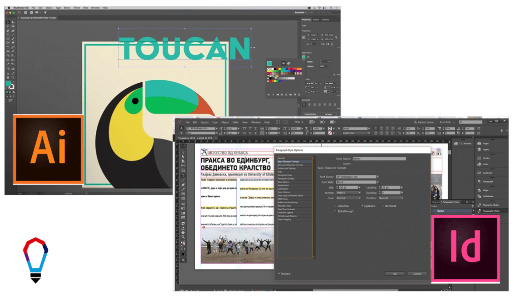 Illustrator CC e InDesign CC / Fontes: Graphic Design e Medium